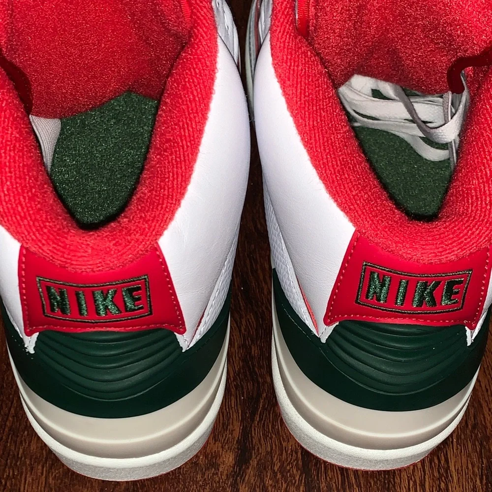 Jordan Men’s White Red Green Leather Sneakers
